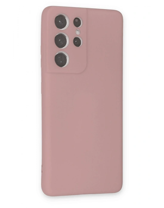 Newface Samsung Galaxy S21 Ultra Kılıf Nano içi Kadife Silikon - Pudra