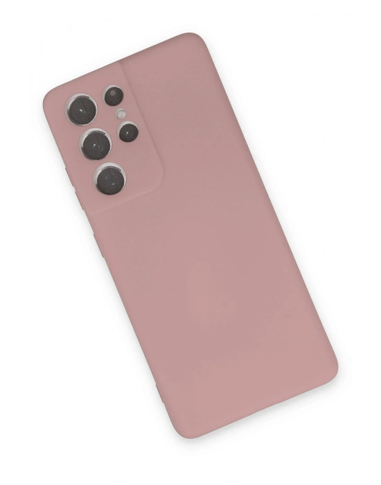 Newface Samsung Galaxy S21 Ultra Kılıf Nano içi Kadife Silikon - Pudra