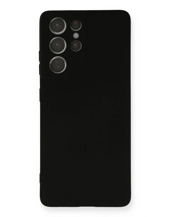 Newface Samsung Galaxy S21 Ultra Kılıf Nano içi Kadife Silikon - Siyah