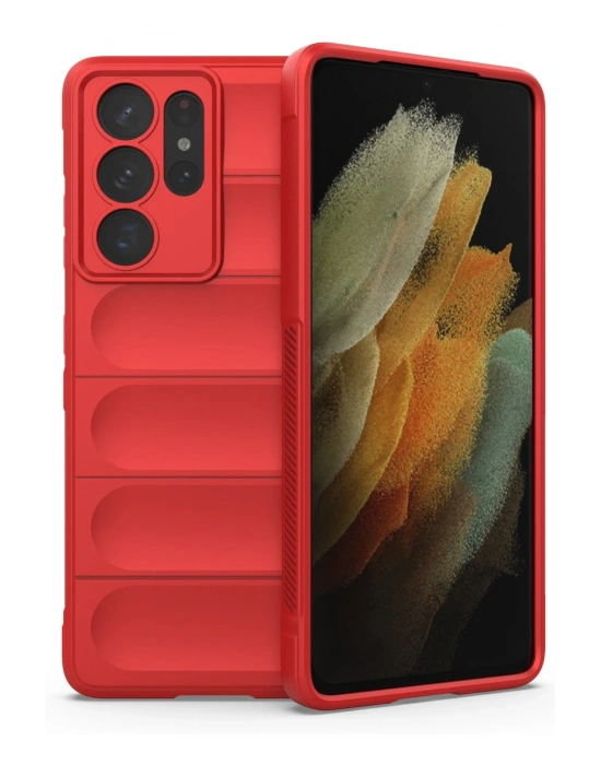 Newface Samsung Galaxy S21 Ultra Kılıf Optimum Silikon - Kırmızı