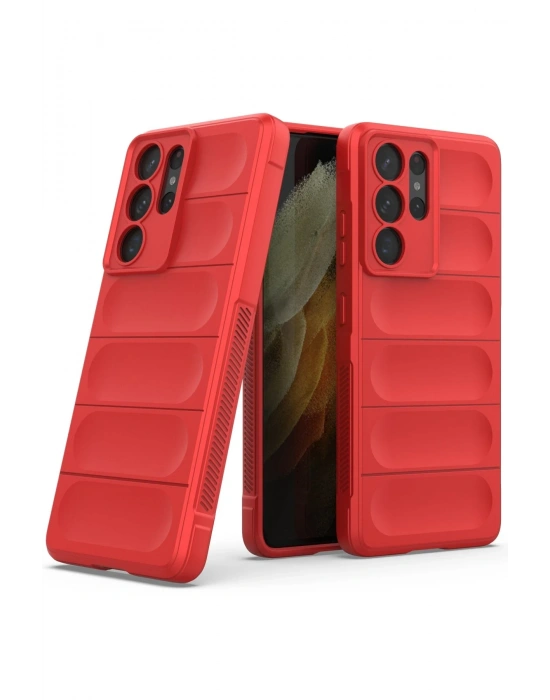 Newface Samsung Galaxy S21 Ultra Kılıf Optimum Silikon - Kırmızı