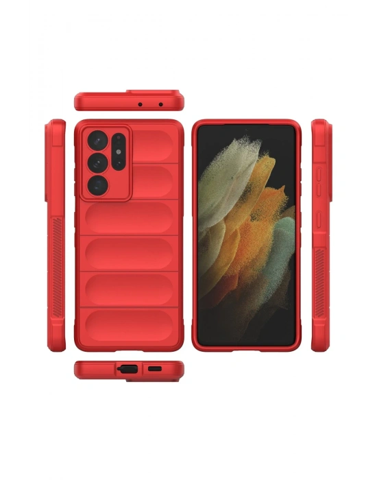 Newface Samsung Galaxy S21 Ultra Kılıf Optimum Silikon - Kırmızı