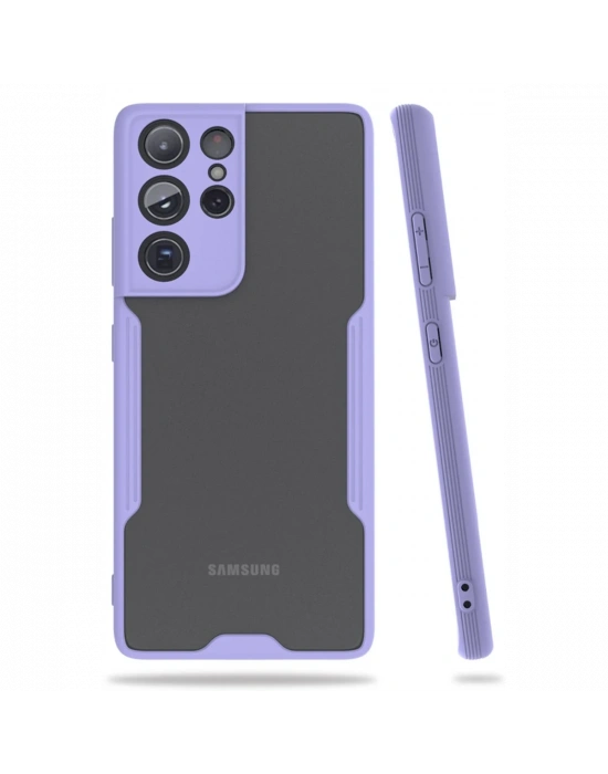 Newface Samsung Galaxy S21 Ultra Kılıf Platin Silikon - Lila