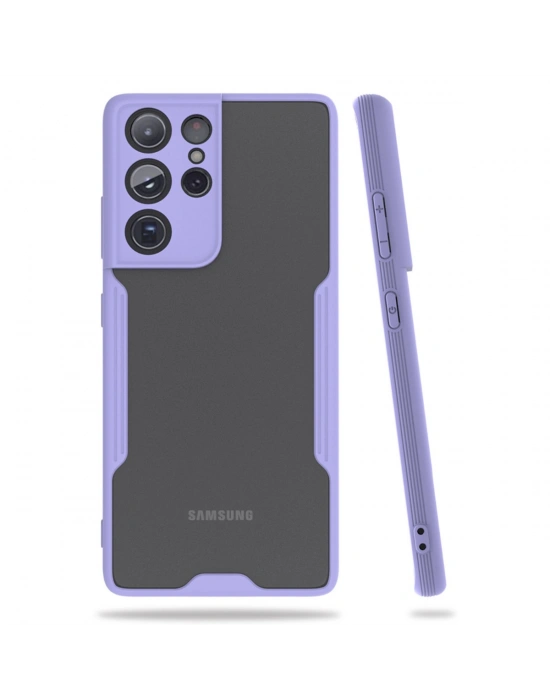 Newface Samsung Galaxy S21 Ultra Kılıf Platin Silikon - Lila