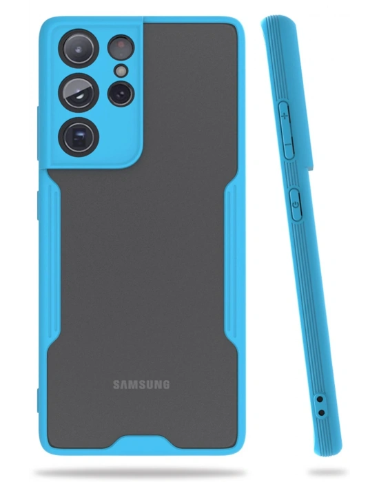 Newface Samsung Galaxy S21 Ultra Kılıf Platin Silikon - Mavi