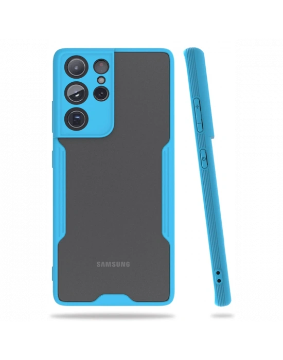 Newface Samsung Galaxy S21 Ultra Kılıf Platin Silikon - Mavi