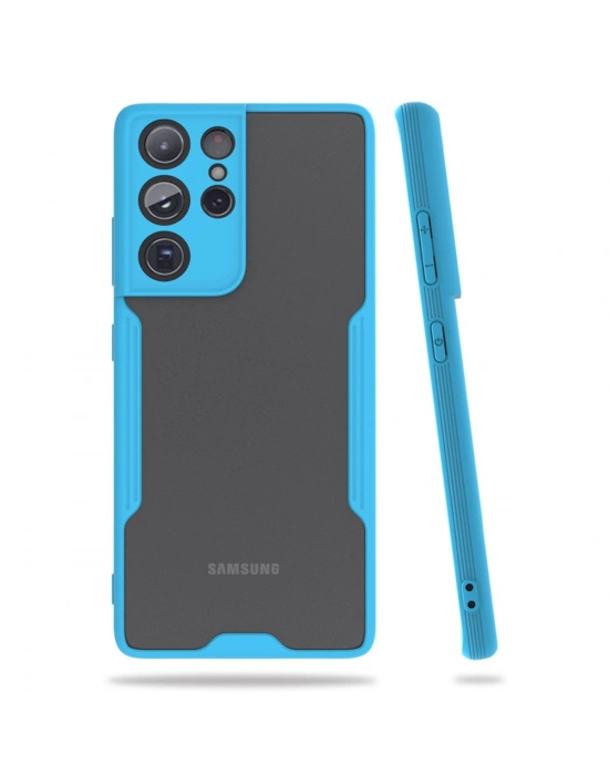 Newface Samsung Galaxy S21 Ultra Kılıf Platin Silikon - Mavi