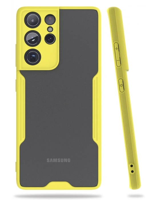 Newface Samsung Galaxy S21 Ultra Kılıf Platin Silikon - Sarı