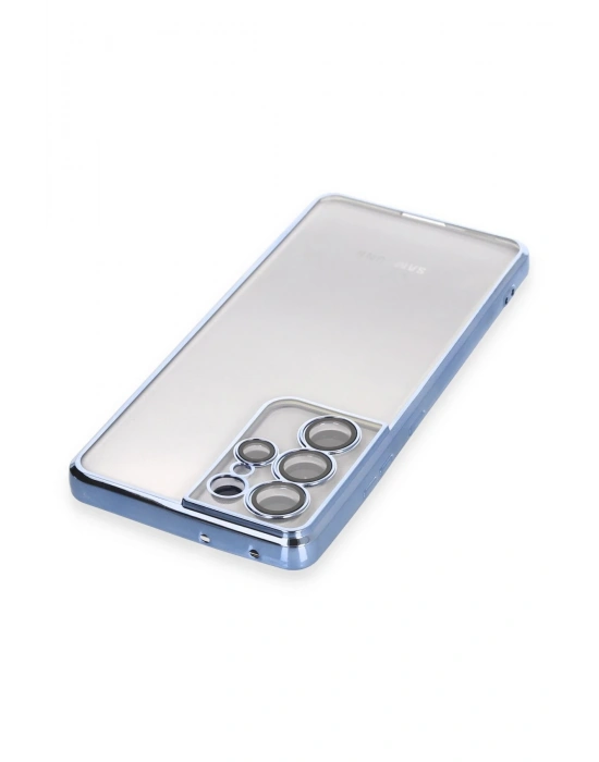Newface Samsung Galaxy S21 Ultra Kılıf Razer Lensli Silikon - Açık Mavi