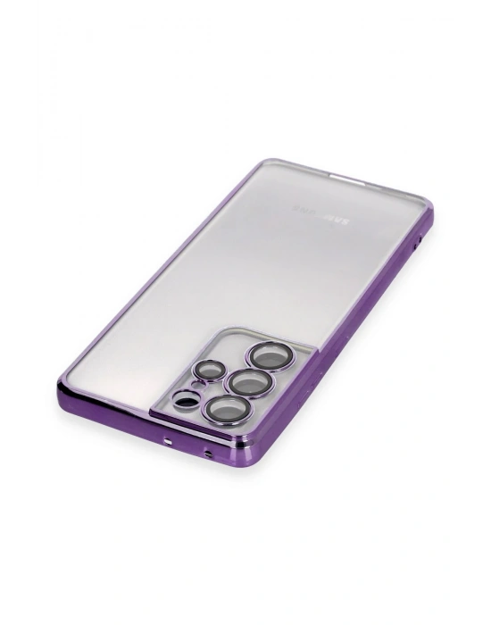 Newface Samsung Galaxy S21 Ultra Kılıf Razer Lensli Silikon - Mor