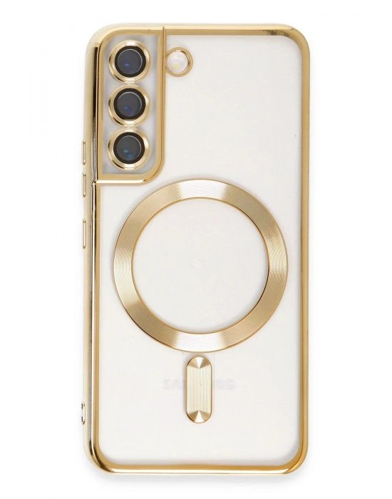Newface Samsung Galaxy S22 Kılıf Kross Magneticsafe Kapak - Gold