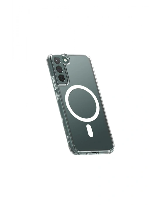 Newface Samsung Galaxy S22 Kılıf Magneticsafe Şeffaf Silikon - Şeffaf