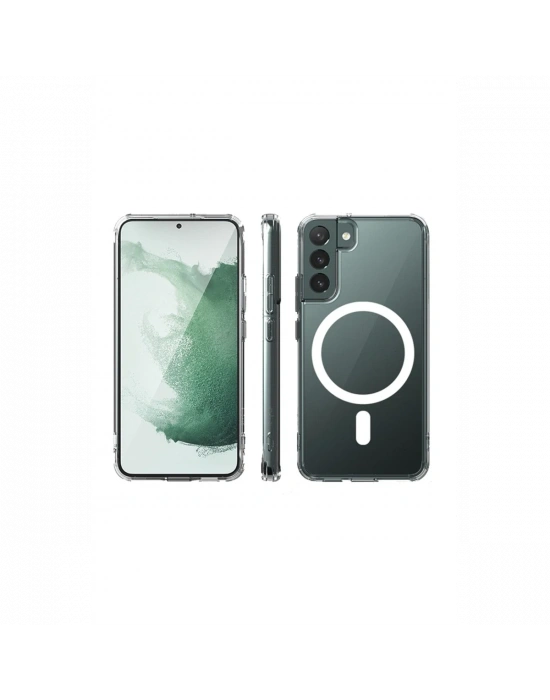 Newface Samsung Galaxy S22 Kılıf Magneticsafe Şeffaf Silikon - Şeffaf