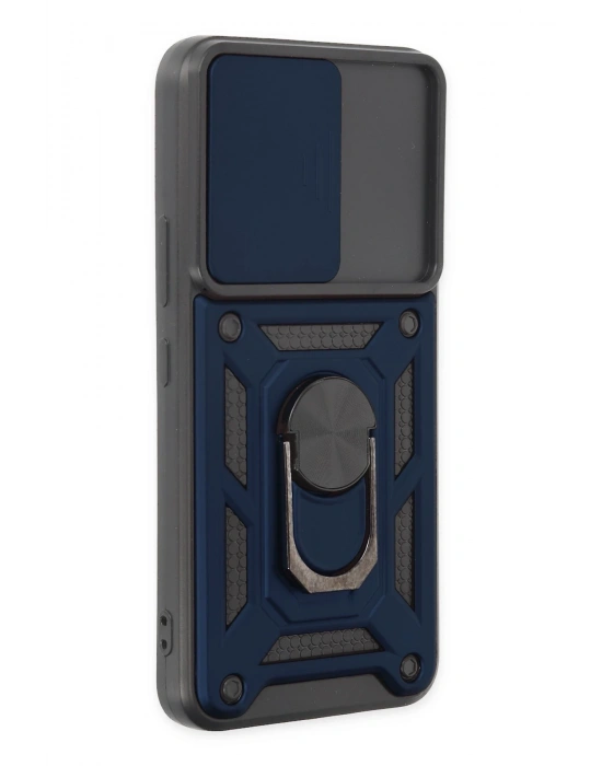 Newface Samsung Galaxy S22 Kılıf Pars Lens Yüzüklü Silikon - Lacivert