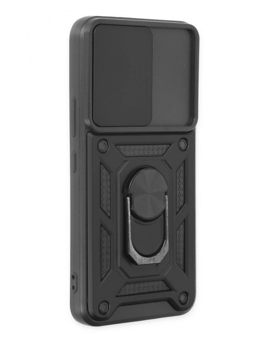 Newface Samsung Galaxy S22 Kılıf Pars Lens Yüzüklü Silikon - Siyah