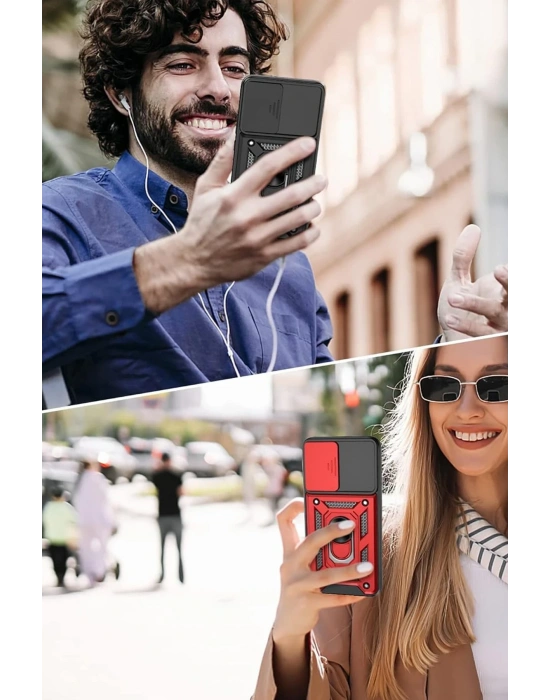 Newface Samsung Galaxy S22 Kılıf Pars Lens Yüzüklü Silikon - Yeşil