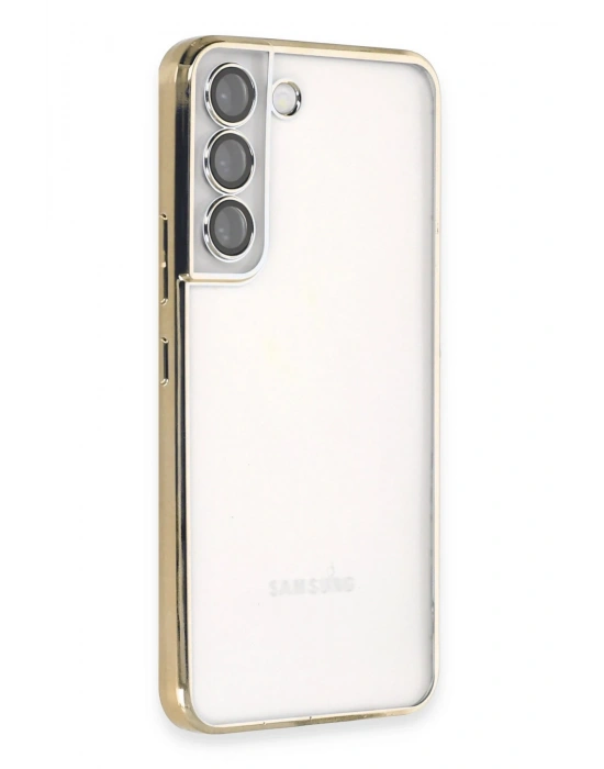 Newface Samsung Galaxy S22 Kılıf Razer Lensli Silikon - Gold