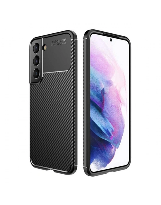 Newface Samsung Galaxy S22 Plus Kılıf Auto Focus Karbon Kapak - Siyah