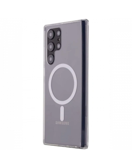 Newface Samsung Galaxy S22 Ultra Kılıf Magneticsafe Şeffaf Silikon - Şeffaf