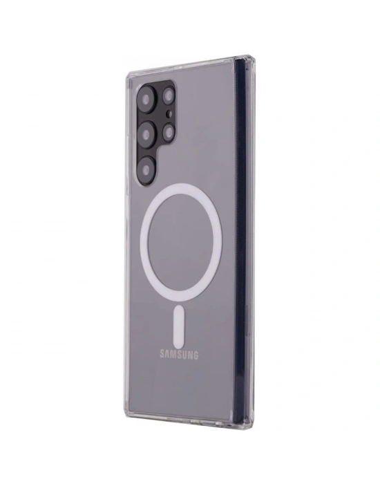 Newface Samsung Galaxy S22 Ultra Kılıf Magneticsafe Şeffaf Silikon - Şeffaf