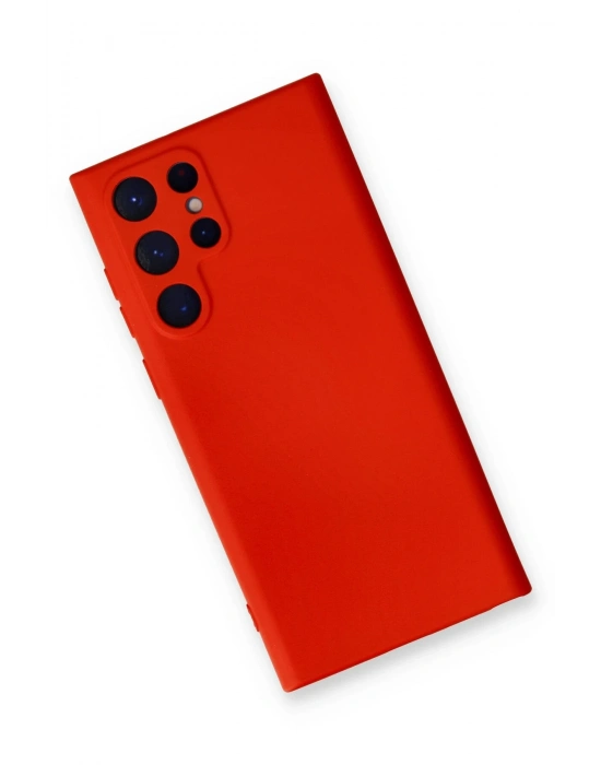Newface Samsung Galaxy S22 Ultra Kılıf Nano içi Kadife Silikon - Kırmızı