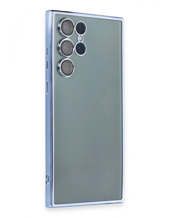 Newface Samsung Galaxy S22 Ultra Kılıf Razer Lensli Silikon - Açık Mavi