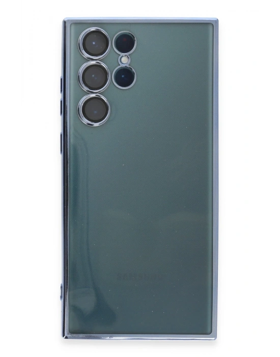 Newface Samsung Galaxy S22 Ultra Kılıf Razer Lensli Silikon - Açık Mavi