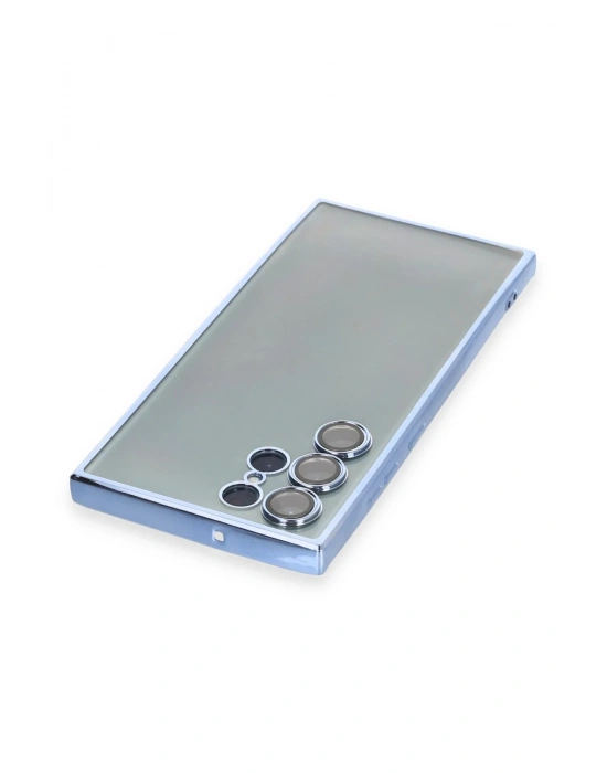 Newface Samsung Galaxy S22 Ultra Kılıf Razer Lensli Silikon - Açık Mavi