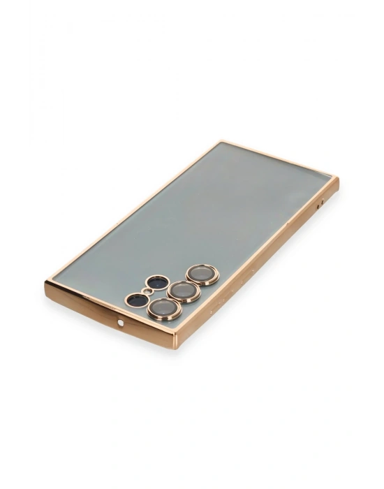 Newface Samsung Galaxy S22 Ultra Kılıf Razer Lensli Silikon - Gold