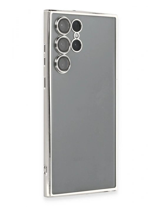 Newface Samsung Galaxy S22 Ultra Kılıf Razer Lensli Silikon - Gümüş