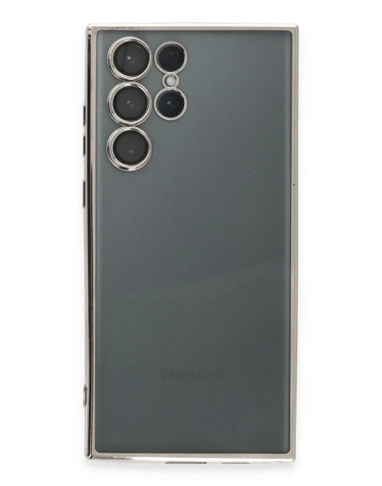 Newface Samsung Galaxy S22 Ultra Kılıf Razer Lensli Silikon - Gümüş