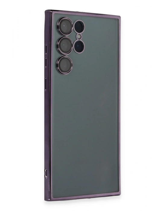 Newface Samsung Galaxy S22 Ultra Kılıf Razer Lensli Silikon - Mor