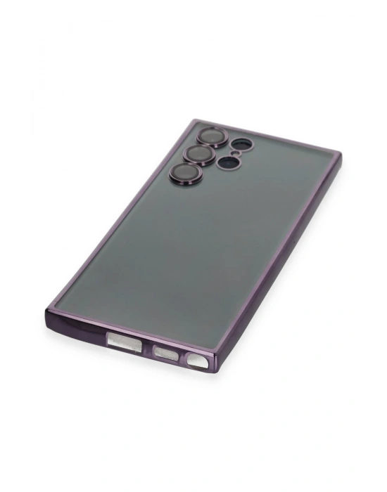Newface Samsung Galaxy S22 Ultra Kılıf Razer Lensli Silikon - Mor