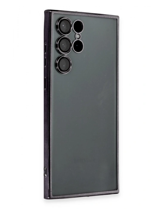 Newface Samsung Galaxy S22 Ultra Kılıf Razer Lensli Silikon - Siyah