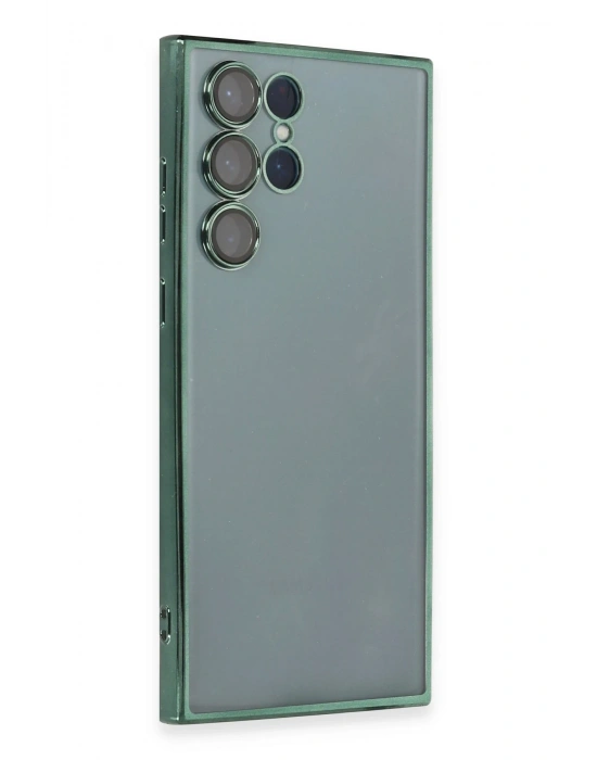 Newface Samsung Galaxy S22 Ultra Kılıf Razer Lensli Silikon - Yeşil