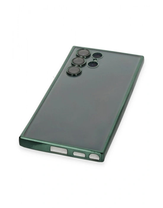 Newface Samsung Galaxy S22 Ultra Kılıf Razer Lensli Silikon - Yeşil