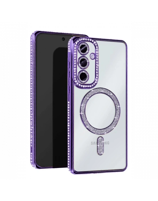 Newface Samsung Galaxy S23 FE Joke Simli Magneticsafe Kılıf - Derin Mor