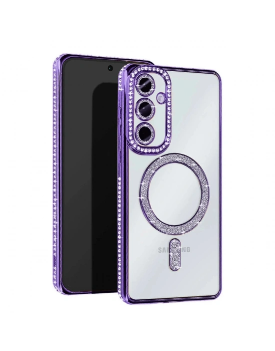 Newface Samsung Galaxy S23 FE Joke Simli Magneticsafe Kılıf - Derin Mor