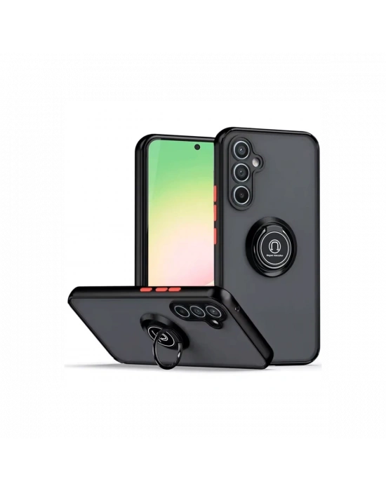 Newface Samsung Galaxy S23 FE Kılıf Montreal Yüzüklü Silikon Kapak - Siyah