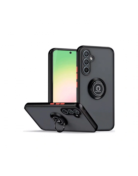 Newface Samsung Galaxy S23 FE Kılıf Montreal Yüzüklü Silikon Kapak - Siyah