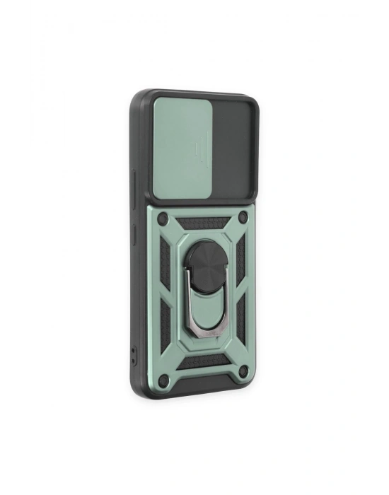 Newface Samsung Galaxy S23 FE Kılıf Pars Lens Yüzüklü Silikon - Yeşil