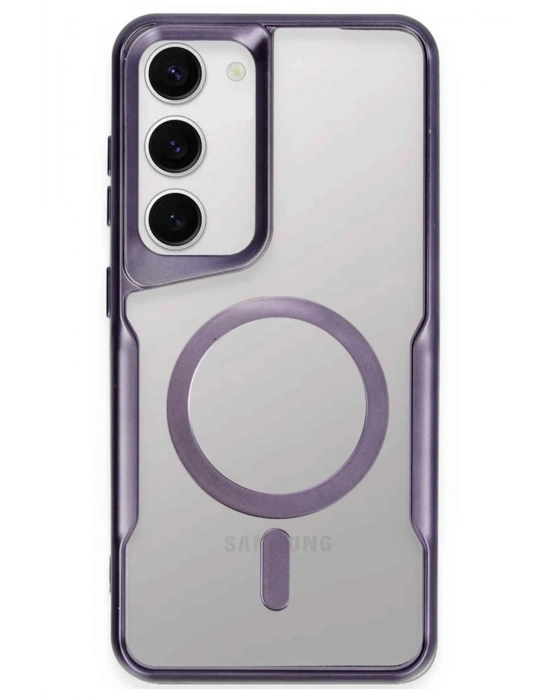 Newface Samsung Galaxy S23 Kılıf Boyi Magsafe Silikon Kapak - Derin Mor