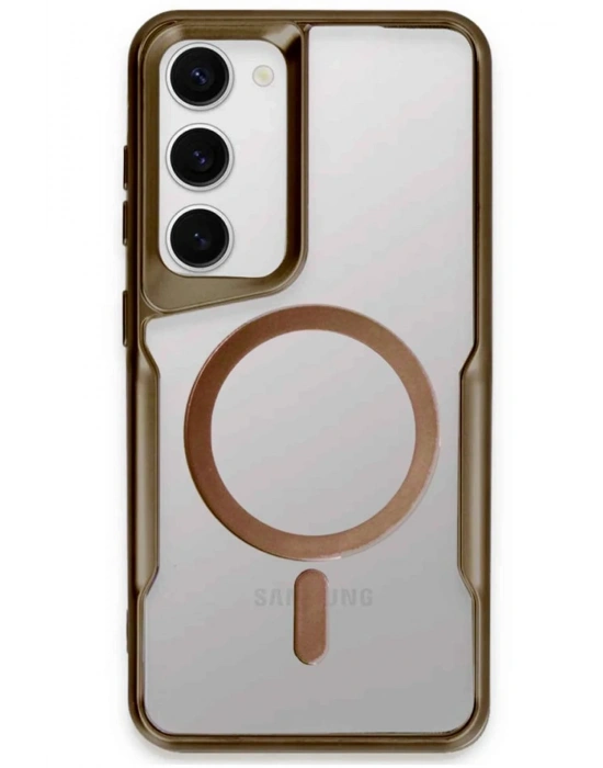 Newface Samsung Galaxy S23 Kılıf Boyi Magsafe Silikon Kapak - Kahverengi