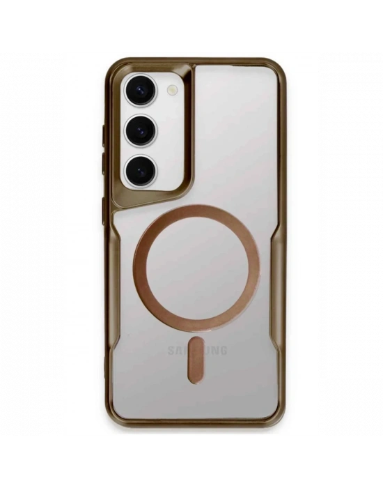 Newface Samsung Galaxy S23 Kılıf Boyi Magsafe Silikon Kapak - Kahverengi