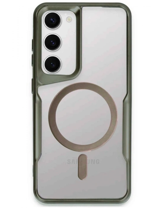 Newface Samsung Galaxy S23 Kılıf Boyi Magsafe Silikon Kapak - Yeşil
