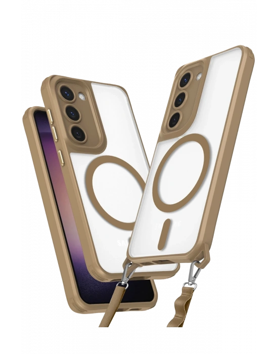 Newface Samsung Galaxy S23 Kılıf Enka Magsafe Silikon Kılıf - Desert