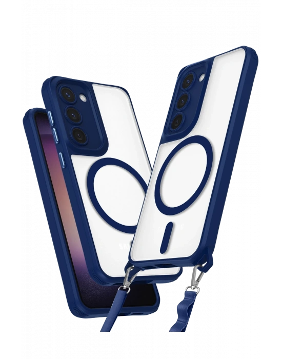 Newface Samsung Galaxy S23 Kılıf Enka Magsafe Silikon Kılıf - Lacivert