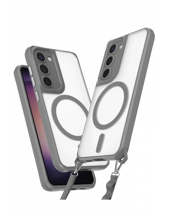 Newface Samsung Galaxy S23 Kılıf Enka Magsafe Silikon Kılıf - Titan Gri