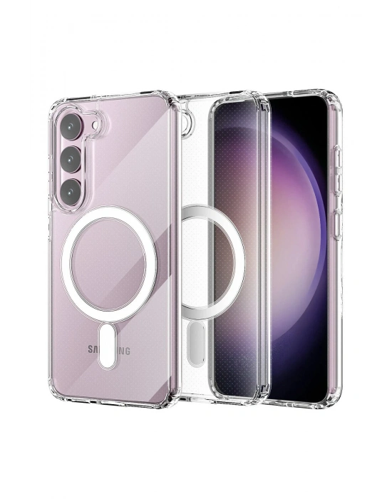 Newface Samsung Galaxy S23 Kılıf Magneticsafe Şeffaf Silikon - Şeffaf