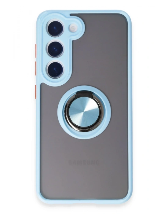 Newface Samsung Galaxy S23 Kılıf Montreal Yüzüklü Silikon Kapak - Buz Mavi